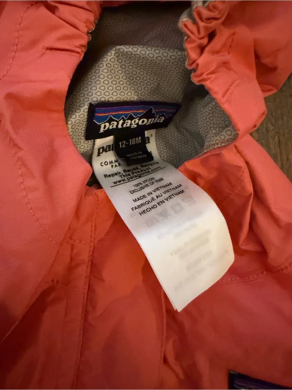 Patagonia Coral Pink Toddler Hooded Shell